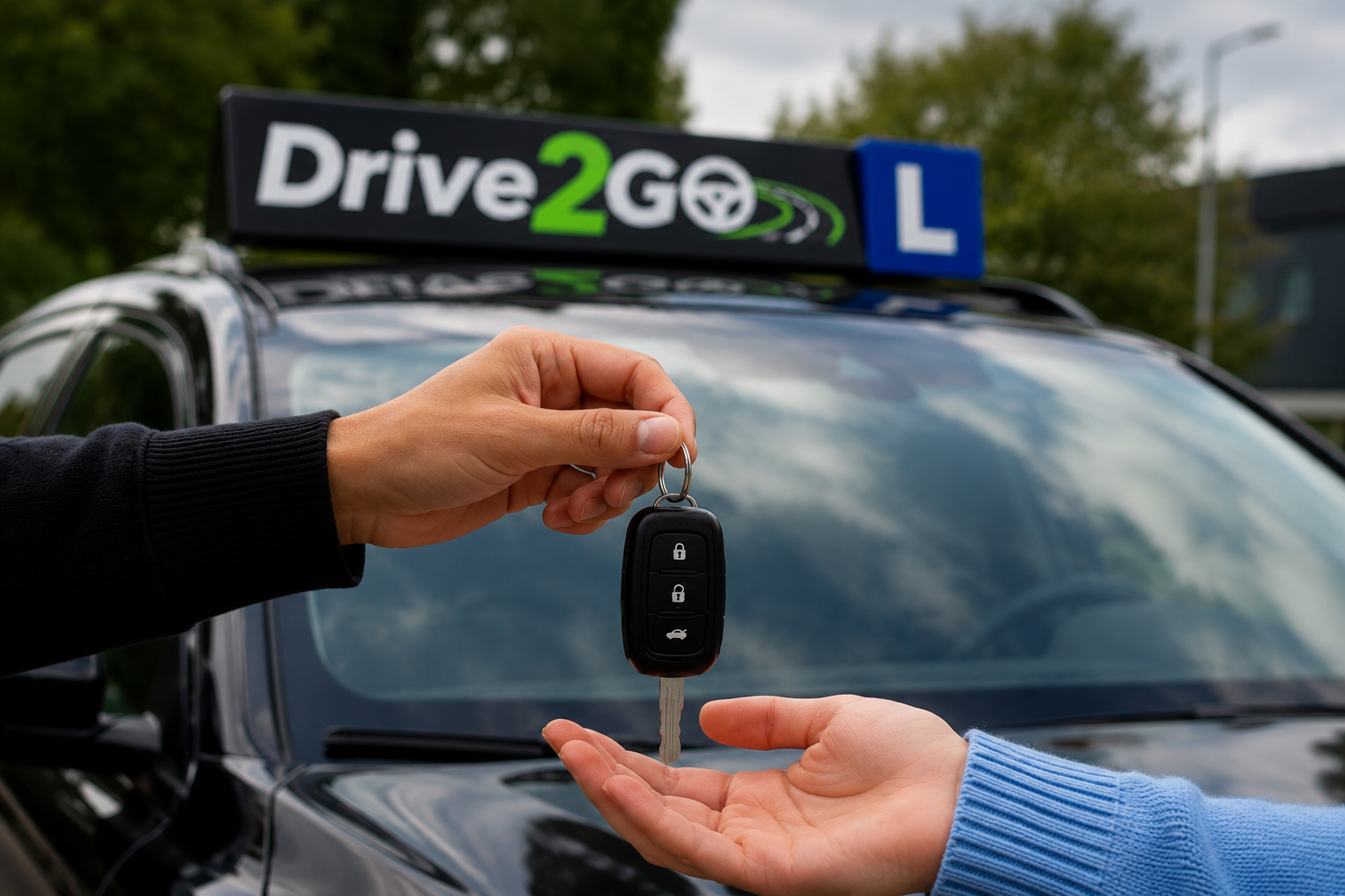 Sleuteloverdracht voor de lesauto van Autorijschool Drive2Go